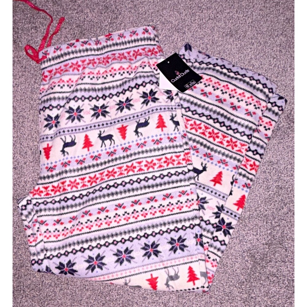 Cuddl Duds Women’s Christmas Fair Isle Reindeer Fleece Pj Pants XXL NWT A2
